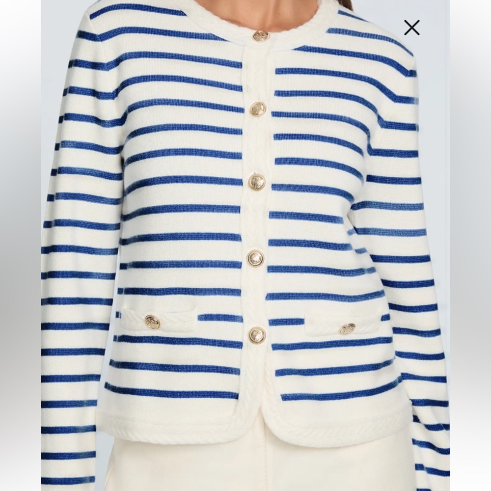 Elie Tahari The Makena Stripe Wool & Cashmere Cardigan